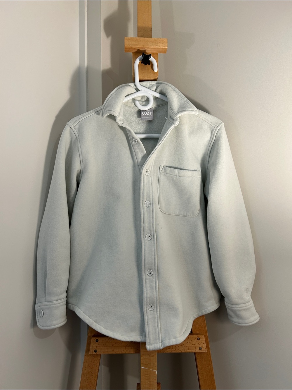 TNA Cozy Fleece Button-Down Shacket- Pale Sage - Size 1
